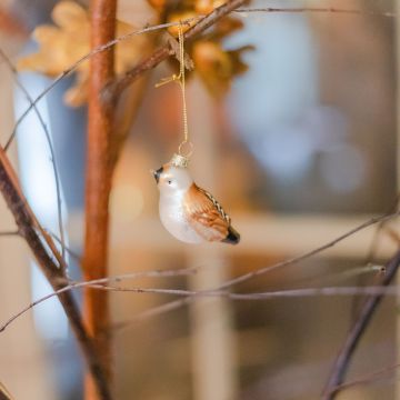 Sparrow Glass Hand-painted Bird