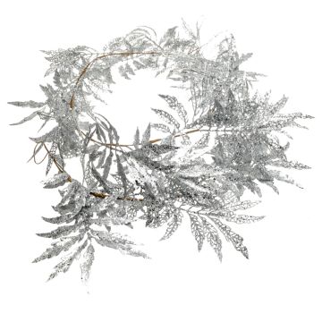 Silver Glittered Leaf Garland