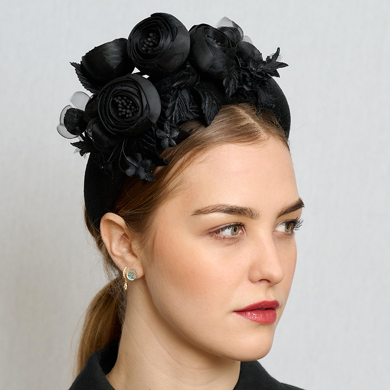 Black Rose Bud Headband