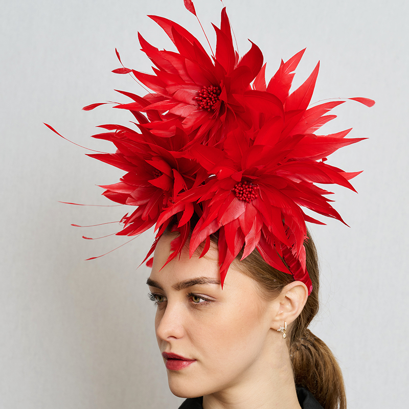 Post Box Red Feather Headband